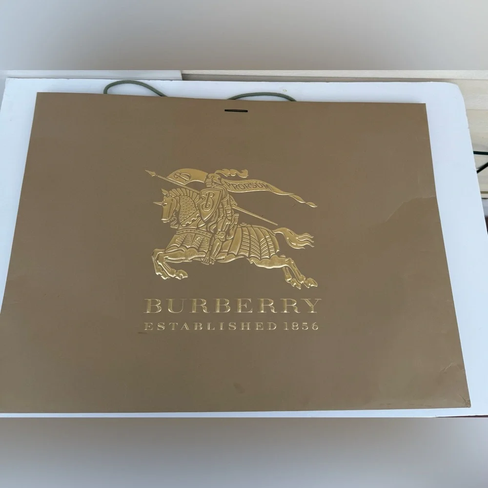 Large Authentic Burberry Prorsum Gold Foil Paper Shopping Bag 24.75”x17.75x10.5”